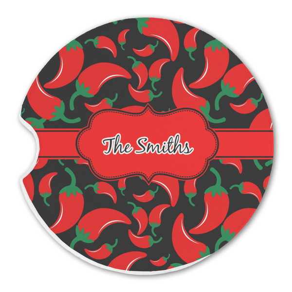 Custom Chili Peppers Sandstone Car Coaster - Single (Personalized)