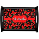 Chili Peppers Black Wooden Tray - Small (Personalized)