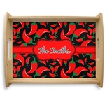 Chili Peppers Natural Wooden Tray - Large (Personalized)