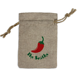 Chili Peppers Small Burlap Gift Bag - Front (Personalized)