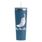 Chili Peppers RTIC Everyday Tumbler with Straw - 28oz - Steel Blue - Double-Sided (Personalized)