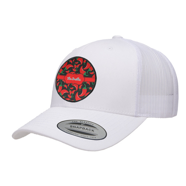 Custom Chili Peppers Trucker Hat - White (Personalized)