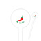 Chili Peppers White Plastic 4" Food Pick - Round - Closeup