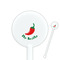 Chili Peppers White Plastic 5.5" Stir Stick - Round - Closeup