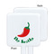 Chili Peppers White Plastic Stir Stick - Single Sided - Square - Approval