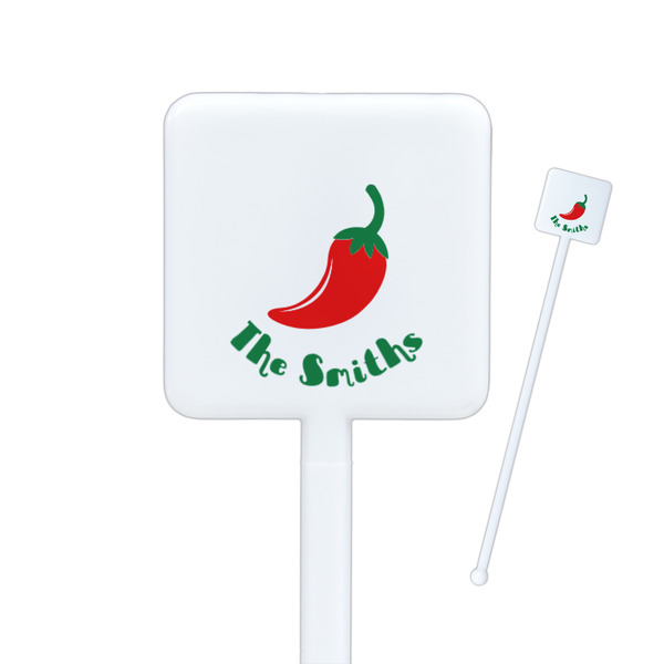 Custom Chili Peppers Square Plastic Stir Sticks (Personalized)