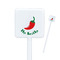 Chili Peppers White Plastic Stir Stick - Square - Closeup