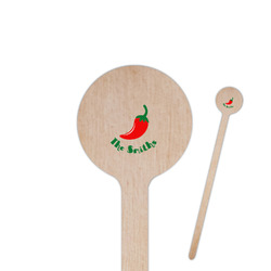 Chili Peppers 7.5" Round Wooden Stir Sticks - Single Sided (Personalized)