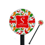 Colored Peppers 5.5" Round Plastic Stir Sticks - Black - Single Sided (Personalized)