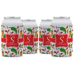 Colored Peppers Can Cooler (12 oz) - Set of 4 w/ Name and Initial