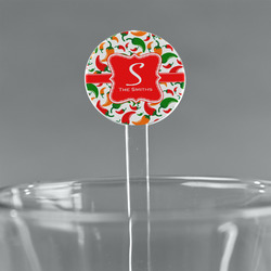 Colored Peppers 7" Round Plastic Stir Sticks - Clear (Personalized)