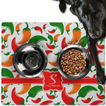 Colored Peppers Dog Food Mat - Large w/ Name and Initial