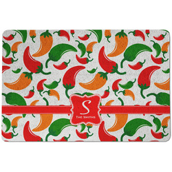 Colored Peppers Dog Food Mat w/ Name and Initial