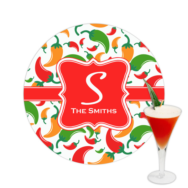 Custom Colored Peppers Printed Drink Topper -  2.5" (Personalized)