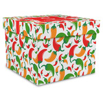 Colored Peppers Gift Box with Lid - Canvas Wrapped - XX-Large (Personalized)