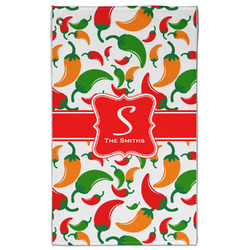 Colored Peppers Golf Towel - Poly-Cotton Blend - Large w/ Name and Initial