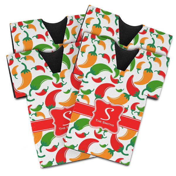 Custom Colored Peppers Jersey Bottle Cooler - Set of 4 (Personalized)