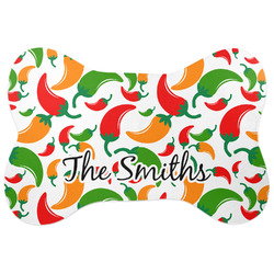 Colored Peppers Bone Shaped Dog Food Mat (Large) (Personalized)