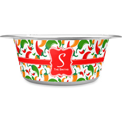 Colored Peppers Stainless Steel Dog Bowl - Small (Personalized)