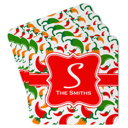 Colored Peppers Paper Coasters w/ Name and Initial