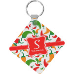 Colored Peppers Diamond Plastic Keychain w/ Name and Initial