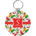 Colored Peppers Round Plastic Keychain (Personalized)