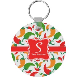 Colored Peppers Round Plastic Keychain (Personalized)