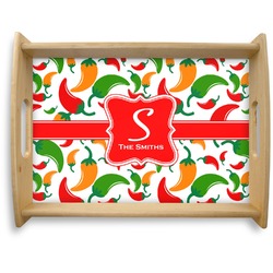 Colored Peppers Natural Wooden Tray - Large (Personalized)