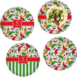 Colored Peppers Set of 4 Glass Lunch / Dinner Plate 10" (Personalized)