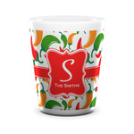 Colored Peppers Ceramic Shot Glass - 1.5 oz - White - Single (Personalized)