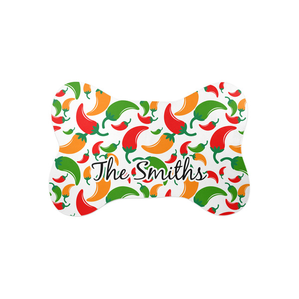 Custom Colored Peppers Bone Shaped Dog Food Mat (Small) (Personalized)