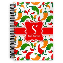 Colored Peppers Spiral Notebook - 7x10 w/ Name and Initial