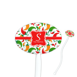 Colored Peppers 7" Oval Plastic Stir Sticks - White - Double Sided (Personalized)