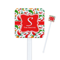 Colored Peppers Square Plastic Stir Sticks (Personalized)
