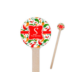 Colored Peppers 7.5" Round Wooden Stir Sticks - Single Sided (Personalized)