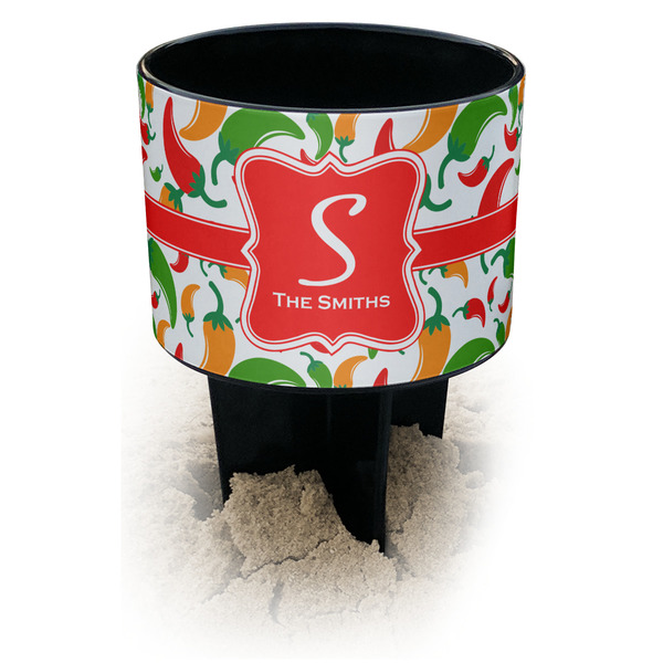 Custom Colored Peppers Black Beach Spiker Drink Holder (Personalized)