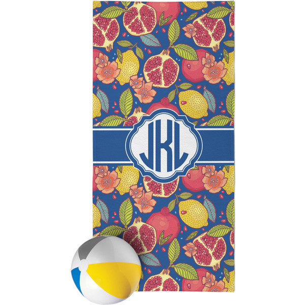 Custom Pomegranates & Lemons Beach Towel (Personalized)