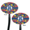 Pomegranates & Lemons Black Plastic 7" Stir Stick - Double Sided - Oval - Front & Back