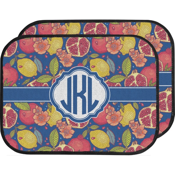 Custom Pomegranates & Lemons Car Floor Mats (Back Seat) (Personalized)