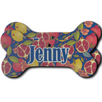 Pomegranates & Lemons Ceramic Dog Ornament - Front & Back w/ Monogram