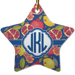 Pomegranates & Lemons Star Ceramic Ornament w/ Monogram