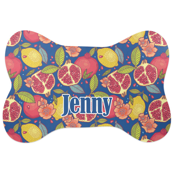 Custom Pomegranates & Lemons Bone Shaped Dog Food Mat (Personalized)