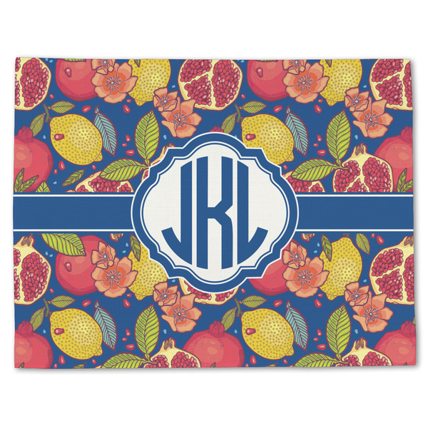 Custom Pomegranates & Lemons Single-Sided Linen Placemat - Single w/ Monogram