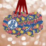 Pomegranates & Lemons Metal Ornaments - Double Sided w/ Monogram