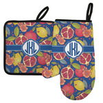 Pomegranates & Lemons Left Oven Mitt & Pot Holder Set w/ Monogram