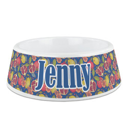 Pomegranates & Lemons Plastic Dog Bowl - Medium (Personalized)