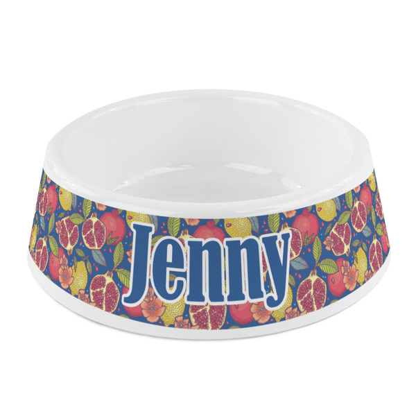 Custom Pomegranates & Lemons Plastic Dog Bowl - Small (Personalized)