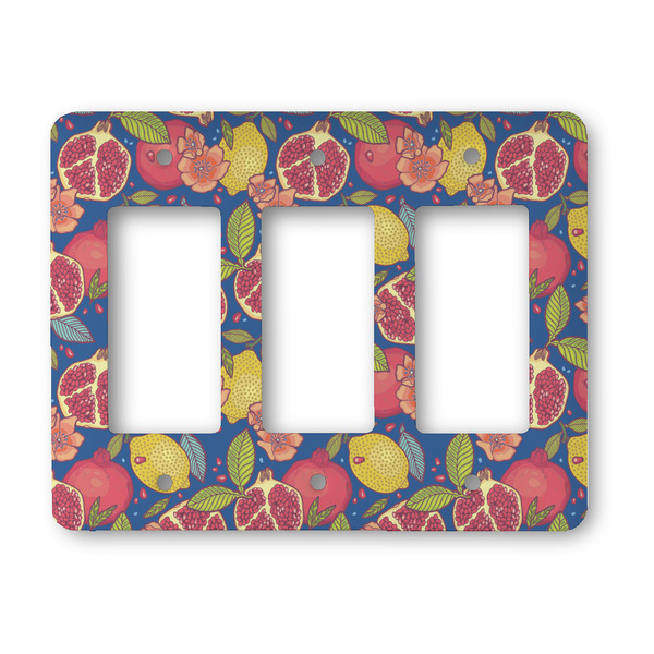 Custom Pomegranates & Lemons Rocker Style Light Switch Cover - Three Switch