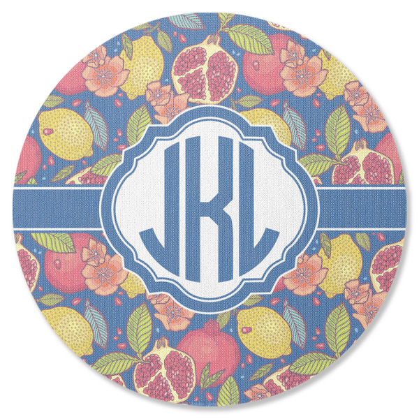 Custom Pomegranates & Lemons Round Rubber Backed Coaster (Personalized)