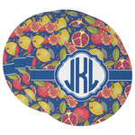 Pomegranates & Lemons Round Paper Coasters w/ Monograms